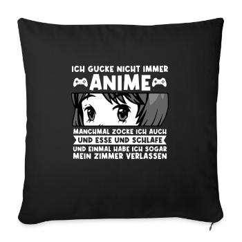 Anime Zocken Gaming Geschenk - Sofakissenbezug 45 x 45 cm - Schwarz - Vorne