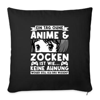 Anime Zocken Gamer Geschenk - Sofakissenbezug 45 x 45 cm - Schwarz - Vorne