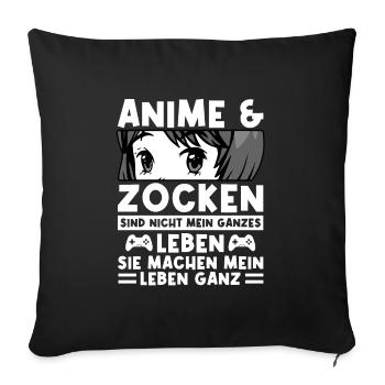 Anime Zocken Otaku Geschenk - Sofakissenbezug 45 x 45 cm - Schwarz - Vorne