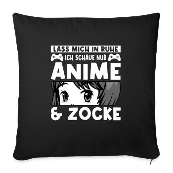 Anime Zocken Gaming Geschenk - Sofakissenbezug 45 x 45 cm - Schwarz - Vorne