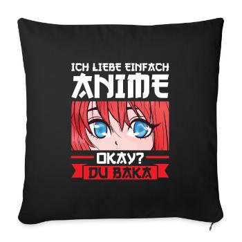 Anime Merch Manga Geschenk - Sofakissenbezug 45 x 45 cm - Schwarz - Vorne