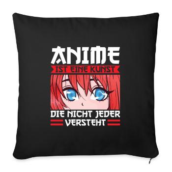Anime Merch Manga Geschenk - Sofakissenbezug 45 x 45 cm - Schwarz - Vorne