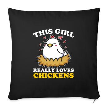 Hühner Girl Chicken Girl Farming Geschenk - Sofakissenbezug 45 x 45 cm - Schwarz - Vorne