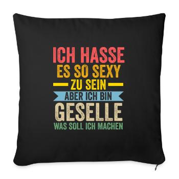 Geselle Prüfung Gesellen Prüfung Geschenk - Sofakissenbezug 45 x 45 cm - Schwarz - Vorne