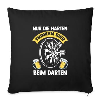 Dart Bier Dartsport Geschenk - Sofakissenbezug 45 x 45 cm - Schwarz - Vorne