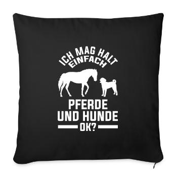 Pferd Hund Hunde Geschenk - Sofakissenbezug 45 x 45 cm - Schwarz - Vorne