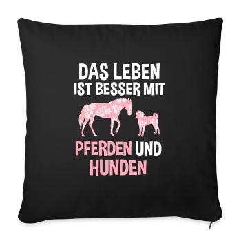 Pferd Hund Pferde Liebhaber Geschenk - Sofakissenbezug 45 x 45 cm - Schwarz - Vorne