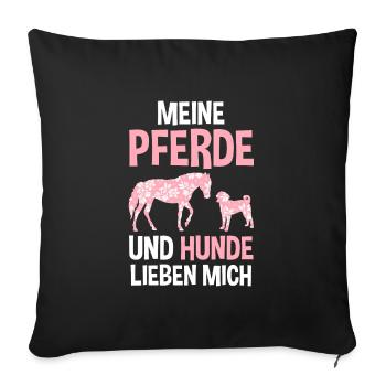 Pferd Hund Hunde Liebhaber Geschenk - Sofakissenbezug 45 x 45 cm - Schwarz - Vorne