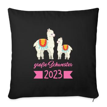 Große Schwester 2023 Alpaka Grosse Schwester 2023 - Sofakissenbezug 45 x 45 cm - Schwarz - Vorne