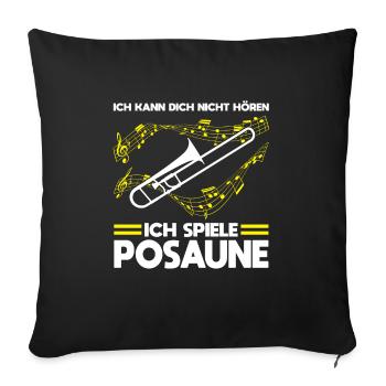 Posaune Musiker Posaunenspieler Geschenk - Sofakissenbezug 45 x 45 cm - Schwarz - Vorne