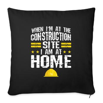 Baustelle Bauherr Geschenk - Sofakissenbezug 45 x 45 cm - Schwarz - Vorne