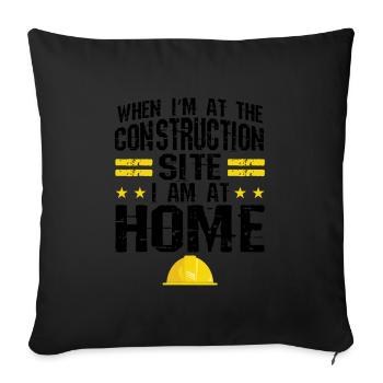 Baustelle Bauherr Geschenk - Sofakissenbezug 45 x 45 cm - Schwarz - Vorne