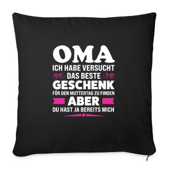 Oma Familie Enkelkind Geschenk - Sofakissenbezug 45 x 45 cm - Schwarz - Vorne