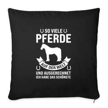Pferd Noriker Pferde Geschenk - Sofakissenbezug 45 x 45 cm - Schwarz - Vorne