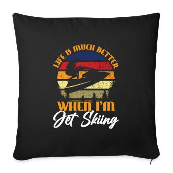 Jetski Jetskifahren Wintersport Geschenk - Sofakissenbezug 45 x 45 cm - Schwarz - Vorne