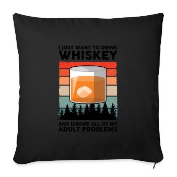 Whiskey trinken Whiskey trinken Whiskey Geschenk - Sofakissenbezug 45 x 45 cm - Schwarz - Vorne