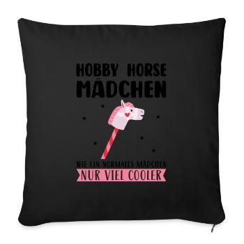 Hobby Horse Mädchen Hobby Horse Mädchen Geschenk - Sofakissenbezug 45 x 45 cm - Schwarz - Vorne