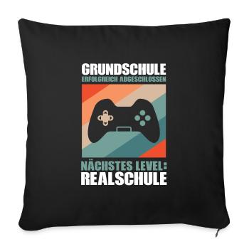 Grundschule Abschluss Schulabschluss Geschenk - Sofakissenbezug 45 x 45 cm - Schwarz - Vorne
