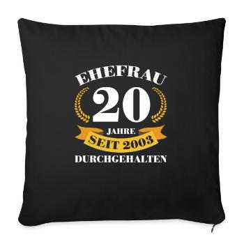 20. Hochzeitstag Ehefrau Porzellanhochzeit Geschen - Sofakissenbezug 45 x 45 cm - Schwarz - Vorne