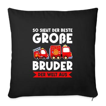 Großer Bruder Feuerwehr Grosser Bruder Geschenk - Sofakissenbezug 45 x 45 cm - Schwarz - Vorne