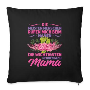 Mutter Mama Tochter Geschenk - Sofakissenbezug 45 x 45 cm - Schwarz - Vorne