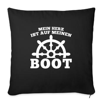 Boot Kapitän booten Geschenk - Sofakissenbezug 45 x 45 cm - Schwarz - Vorne