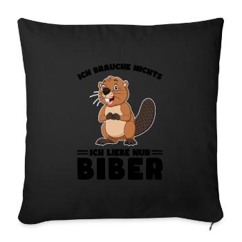 Tiere Bieber Biebern Geschenk - Sofakissenbezug 45 x 45 cm - Schwarz - Vorne