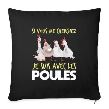 Hühner poulets Bauernhof Vögel Geschenk - Sofakissenbezug 45 x 45 cm - Schwarz - Vorne