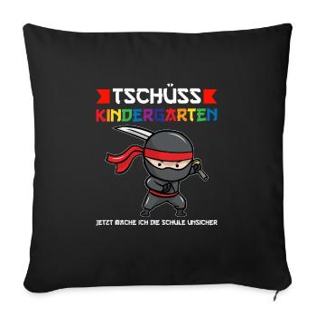 Schulkind Ninja Schulbeginn Geschenk - Sofakissenbezug 45 x 45 cm - Schwarz - Vorne