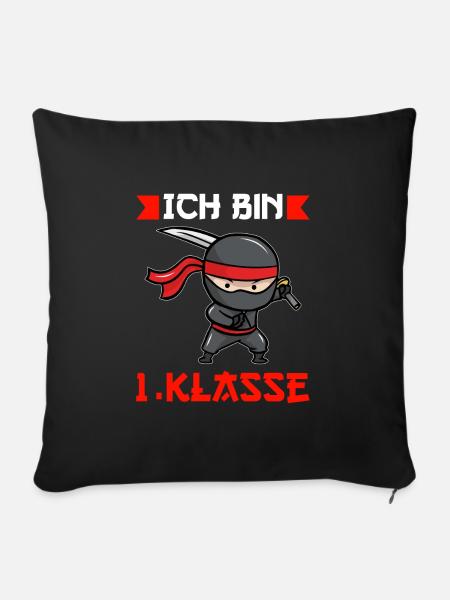 1.Klasse Ninja Erstklässler Geschenk - Sofakissenbezug 45 x 45 cm - Schwarz