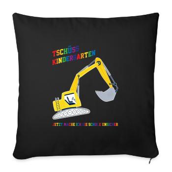 Schulkind Bagger Schulbeginn Geschenk - Sofakissenbezug 45 x 45 cm - Schwarz - Vorne