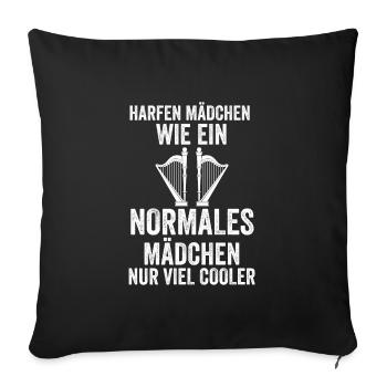 Harfe Mädchen Harfen Mädchen Geschenk - Sofakissenbezug 45 x 45 cm - Schwarz - Vorne