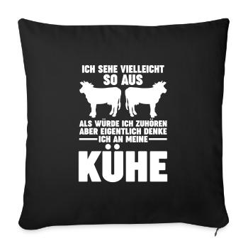 Kühe Kuh Kuh-Besitzer Geschenk - Sofakissenbezug 45 x 45 cm - Schwarz - Vorne