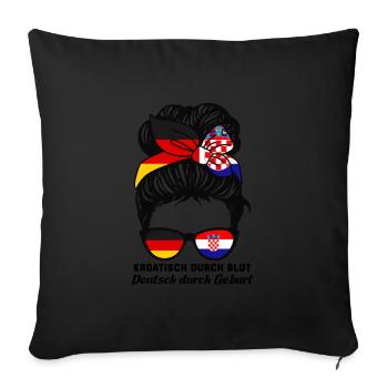 Deutsche Kroatin Kroatische Flagge Geschenk - Sofakissenbezug 45 x 45 cm - Schwarz - Vorne