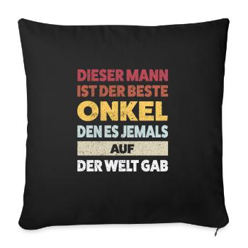 Onkel Familie Onkel Geschenk - Sofakissenbezug 45 x 45 cm - Schwarz - Vorne