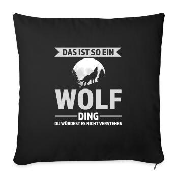 Wolf Tier Wölfe Geschenk - Sofakissenbezug 45 x 45 cm - Schwarz - Vorne