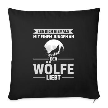 Wolf Junge Wolf Junge Geschenk - Sofakissenbezug 45 x 45 cm - Schwarz - Vorne