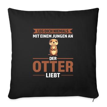 Otter Junge Otter Junge Geschenk - Sofakissenbezug 45 x 45 cm - Schwarz - Vorne
