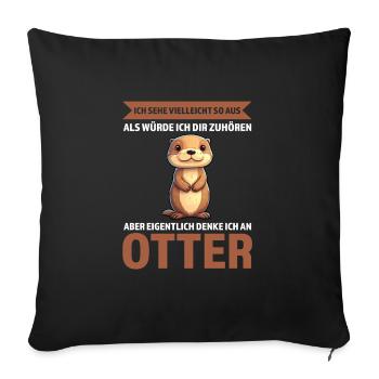 Otter Tier Fischotter Geschenk - Sofakissenbezug 45 x 45 cm - Schwarz - Vorne