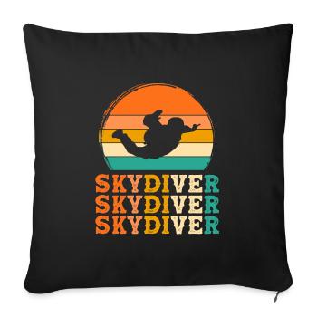 Fallschirmspringer Retro-Design Fallschirmspringer - Sofakissenbezug 45 x 45 cm - Schwarz - Vorne