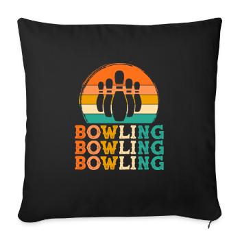 Bowling Retro Design Bowling Geschenk - Sofakissenbezug 45 x 45 cm - Schwarz - Vorne