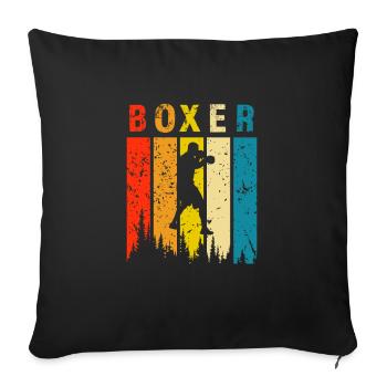 Boxer Retro-Design Boxer Geschenk - Sofakissenbezug 45 x 45 cm - Schwarz - Vorne