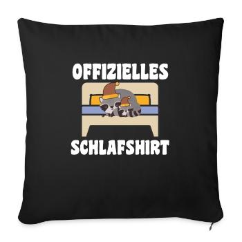 Schlafanzug Waschbär Schlafshirt Geschenk - Sofakissenbezug 45 x 45 cm - Schwarz - Vorne