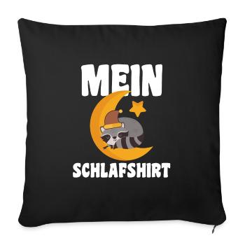 Schlafanzug Waschbär Nachthemd Geschenk - Sofakissenbezug 45 x 45 cm - Schwarz - Vorne