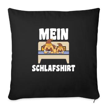 Schlafanzug Mops Pyjama Geschenk - Sofakissenbezug 45 x 45 cm - Schwarz - Vorne