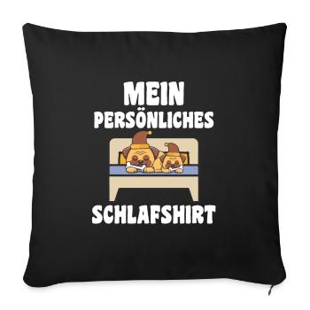 Schlafanzug Mops Nachthemd Geschenk - Sofakissenbezug 45 x 45 cm - Schwarz - Vorne