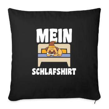 Schlafanzug Mops Schlafen Geschenk - Sofakissenbezug 45 x 45 cm - Schwarz - Vorne