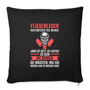 Fliesenleger Beruf Fliesen Geschenk - Sofakissenbezug 45 x 45 cm - Schwarz - Vorne
