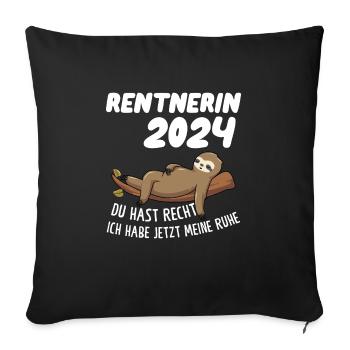 Rentnerin 2024 Faultier Rentnerin Geschenk - Sofakissenbezug 45 x 45 cm - Schwarz - Vorne
