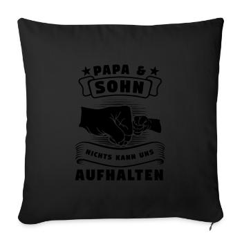 Papa & Sohn Familie Sohn Geschenk - Sofakissenbezug 45 x 45 cm - Schwarz - Vorne